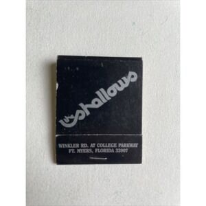 Vintage Matchbook Cover  ‎ The Shallows Restaurant   Ft Myers, Fla Black Grey